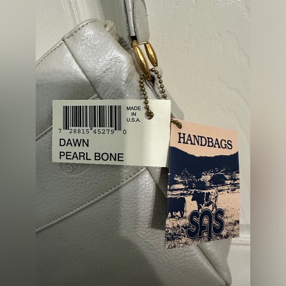 NWT SAS Leather Crossbody / Shoulder Bag in Dawn Pearl Bone Made in USA - Picture 4 of 8